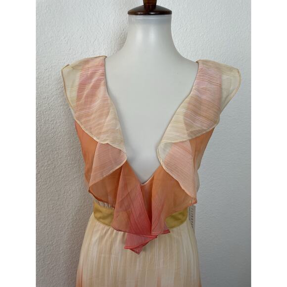 Flynn Skye Tank Dress Mid Side Slit Plunge Ruffled Ombre - Picture 2 of 12